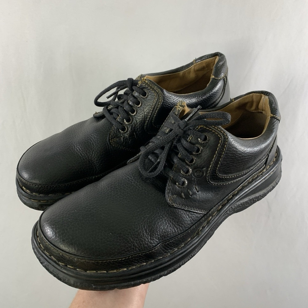 Born Mens Y2K Oxford Chunky Lug Sole Shoes Size 10 Black Comfort Lace Up Pebbled
